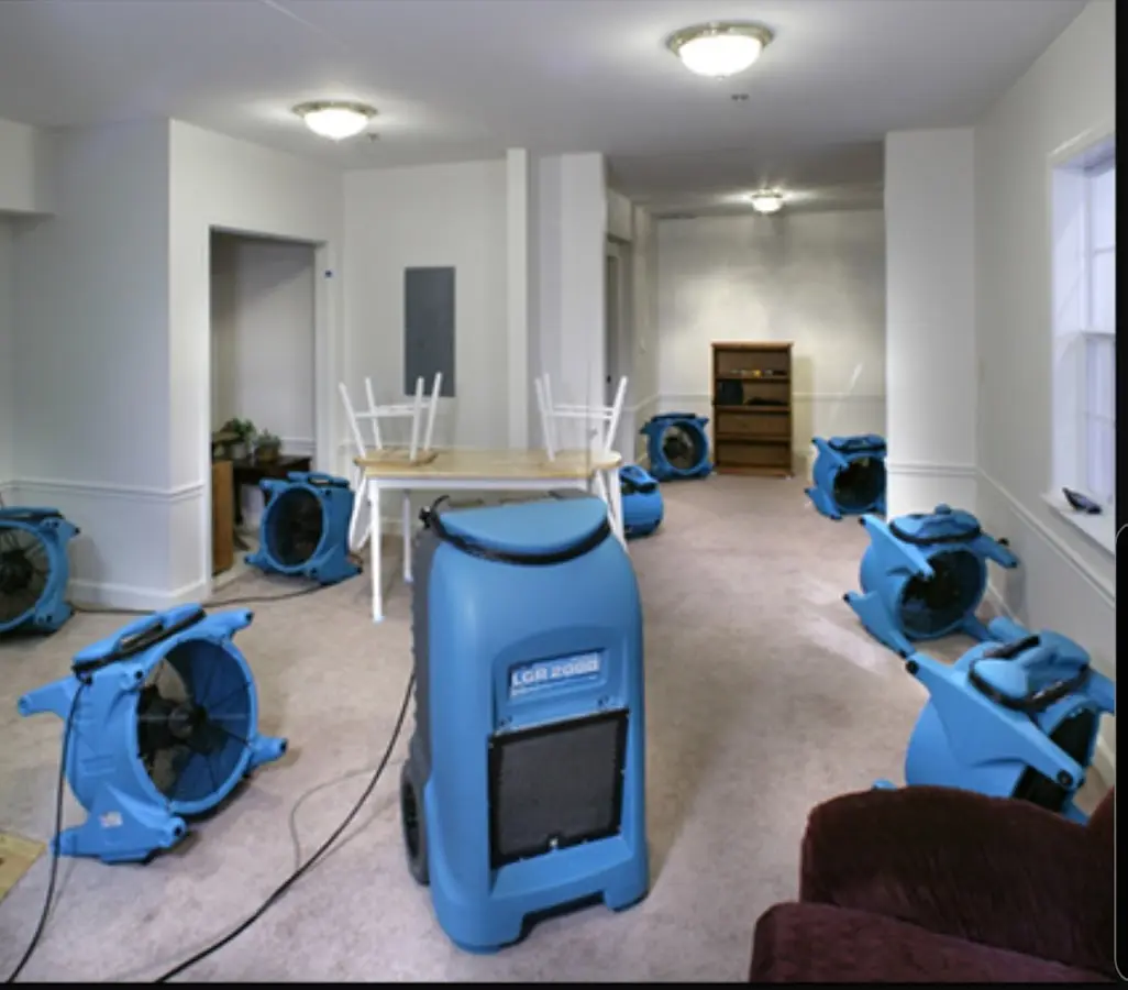 Air movers and dehumidifier setup for Water Extraction & Removal in Smithtown